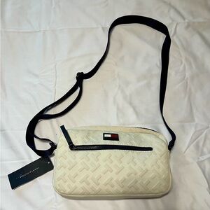 Tommy Hilfiger Ivory Crossbody Bag with Navy Strap